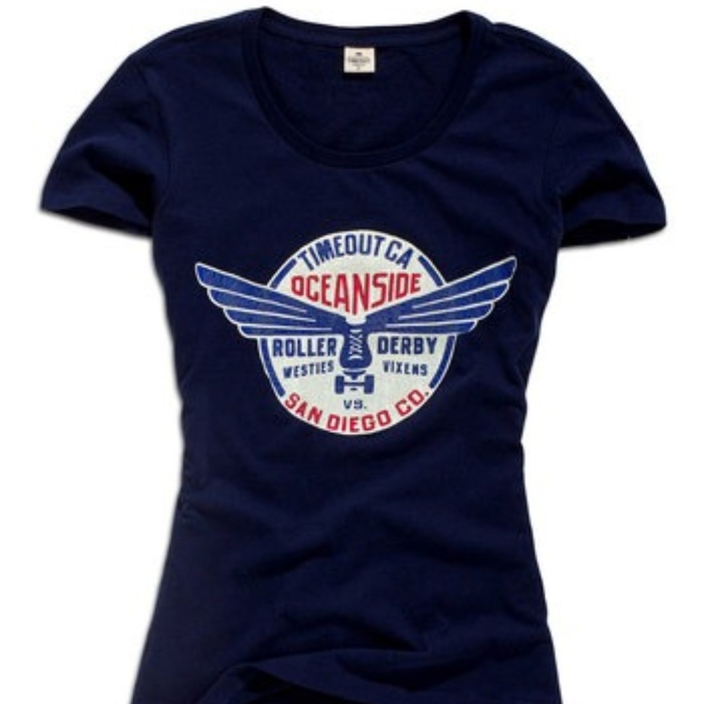Timeout Ca. Oceanside Roller Derby Blue Top